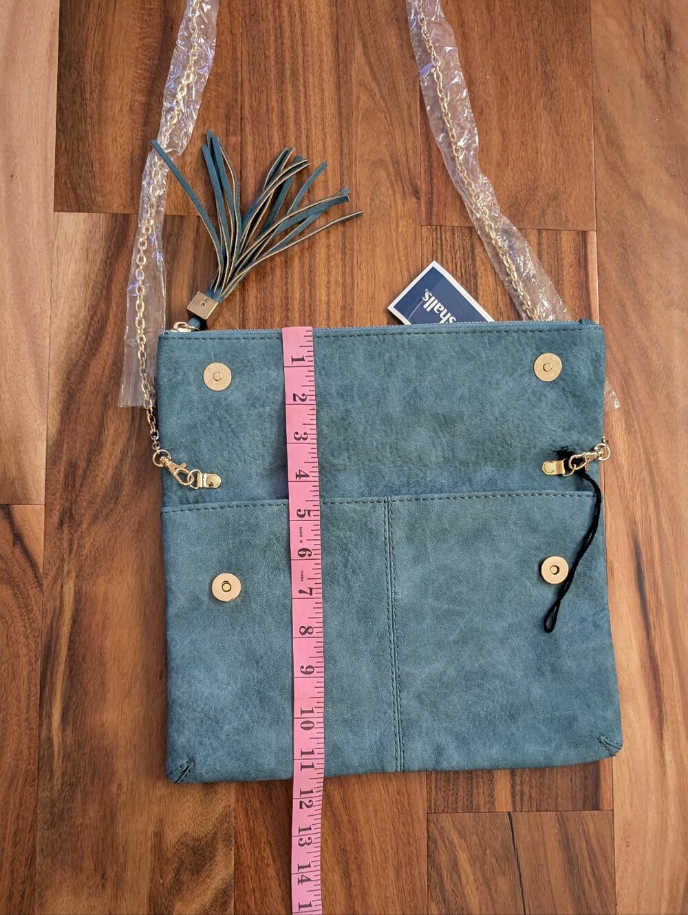 NWT Moda Luxe Crossbody Bag Vegan Leather Light Blue with Gold Chain - Picture 7 of 9